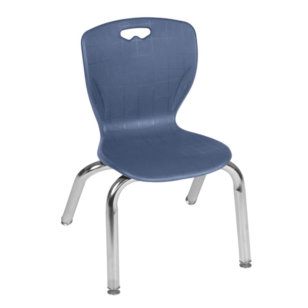 30" Square Mobile Table with 4 Blue Stackable Chairs L819