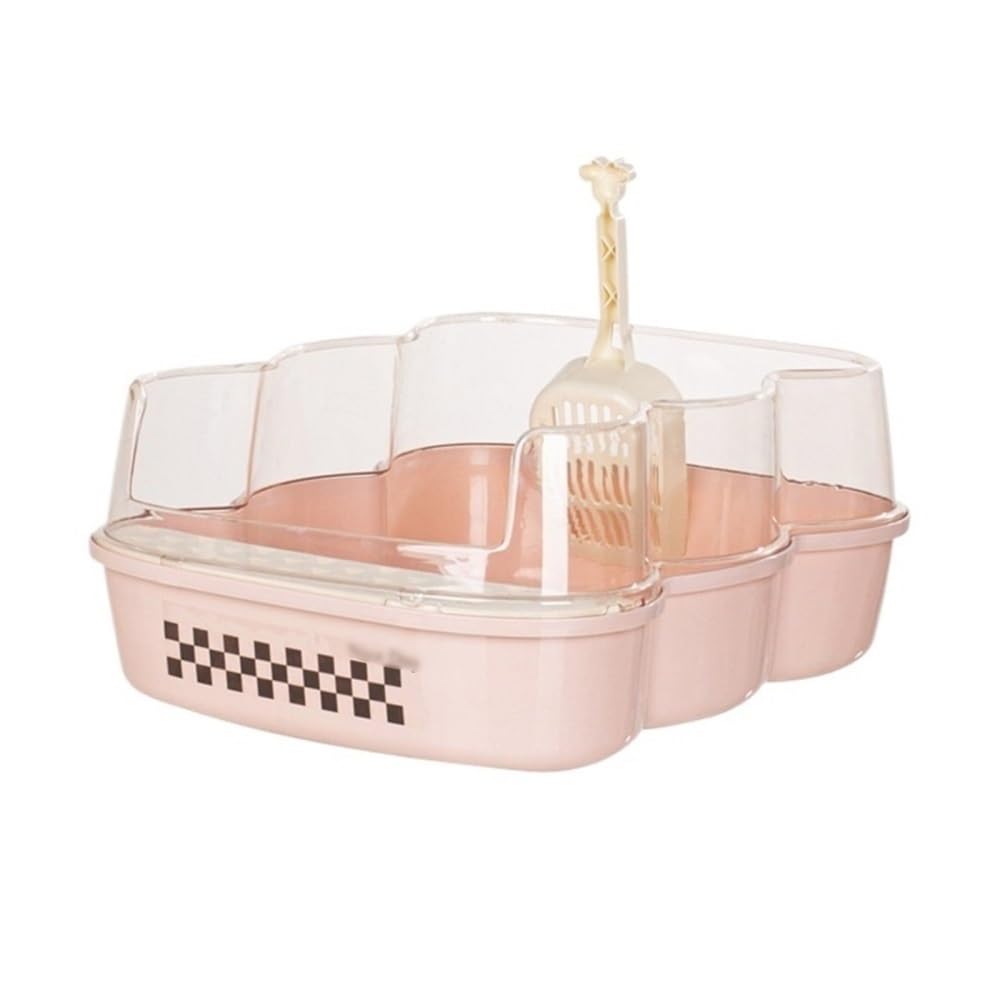 Extra Large Semi-Closed Cat Litter Box with Scoop Pink G691470