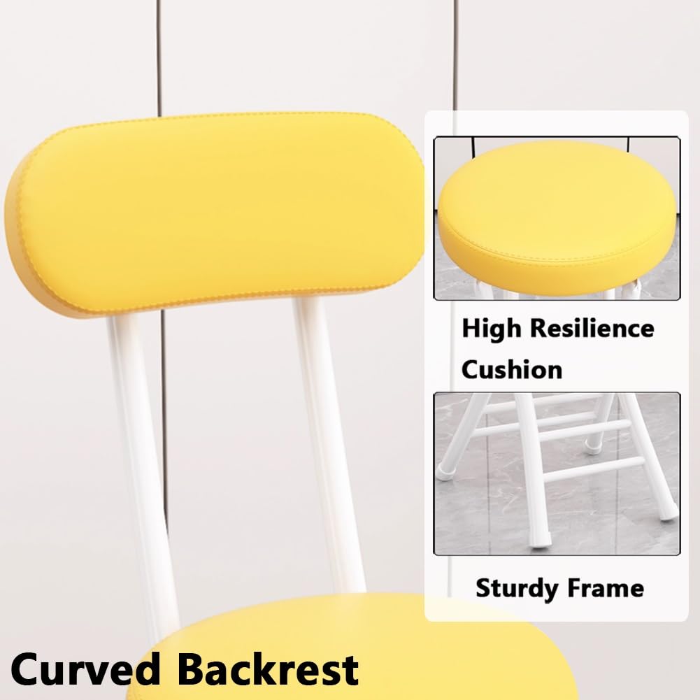 Portable Folding Stool with Backrest, 18 Inch Black M361
