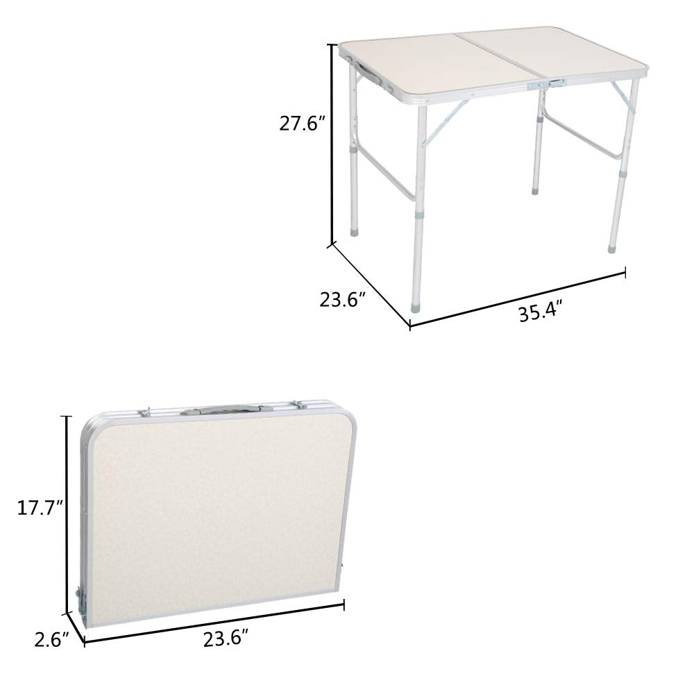 White 3 Foot Plastic Folding Table with Carrying Handle J6597