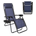 NavyBlue Adjustable Folding Zero Gravity Lounge Chair with Pillow and Cup Holder X118583