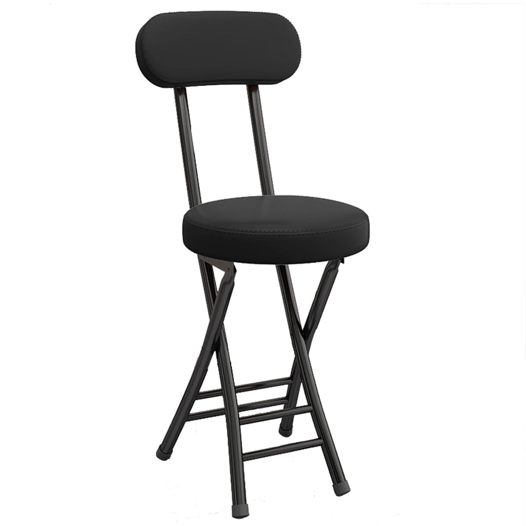 Portable Folding Stool with Backrest, 18 Inch Black M361