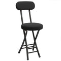 Portable Folding Stool with Backrest, 18 Inch Black M361