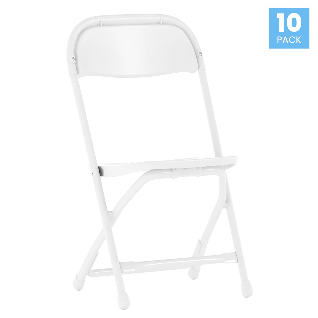 White Kids Plastic Folding Chairs Set of 10 L3817