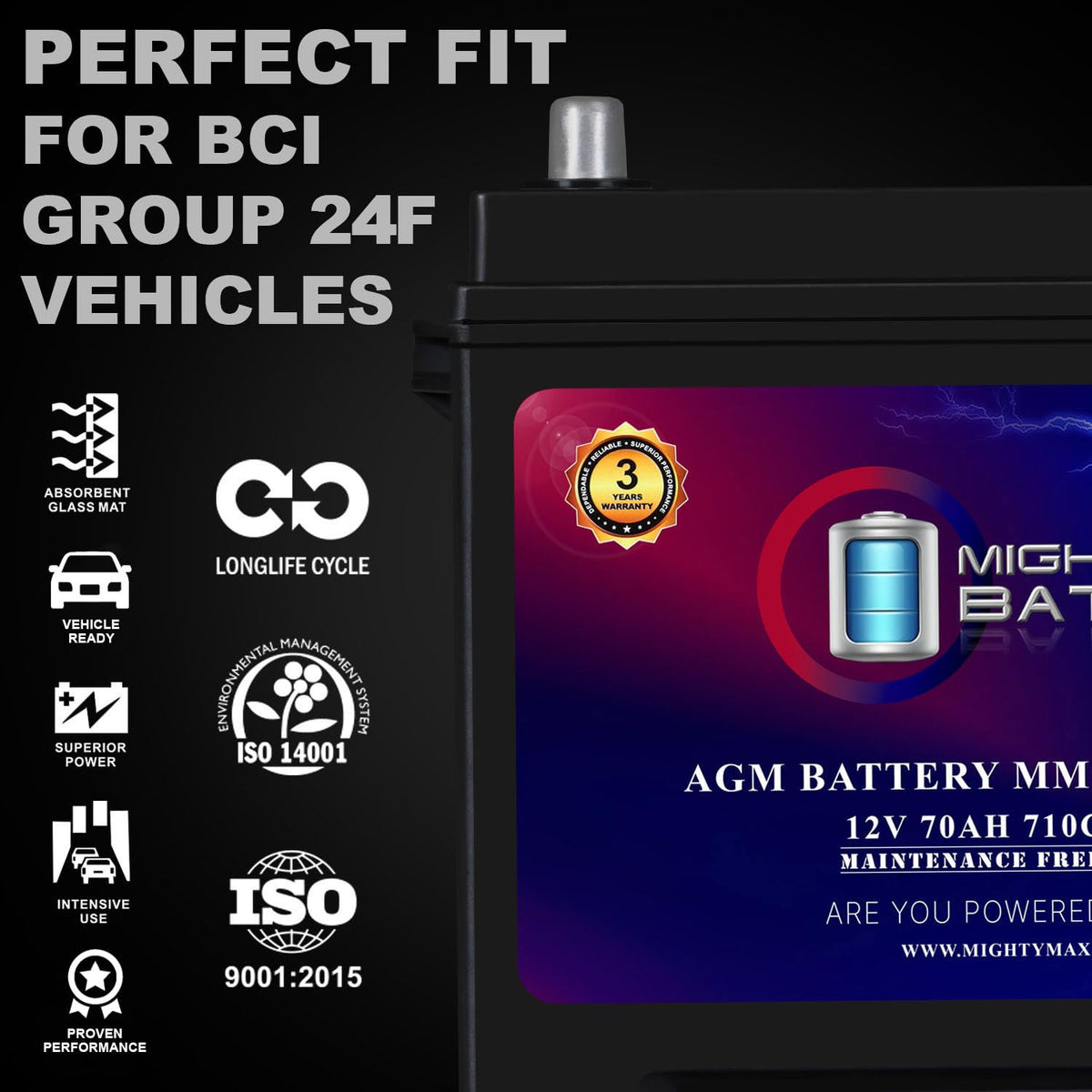 12V 70Ah AGM Replacement Battery J4872