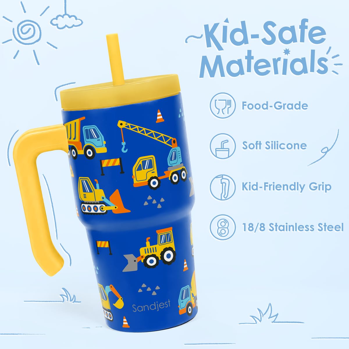 20oz Insulated Stainless Steel Tumbler with Handle and Straw Lid V20092