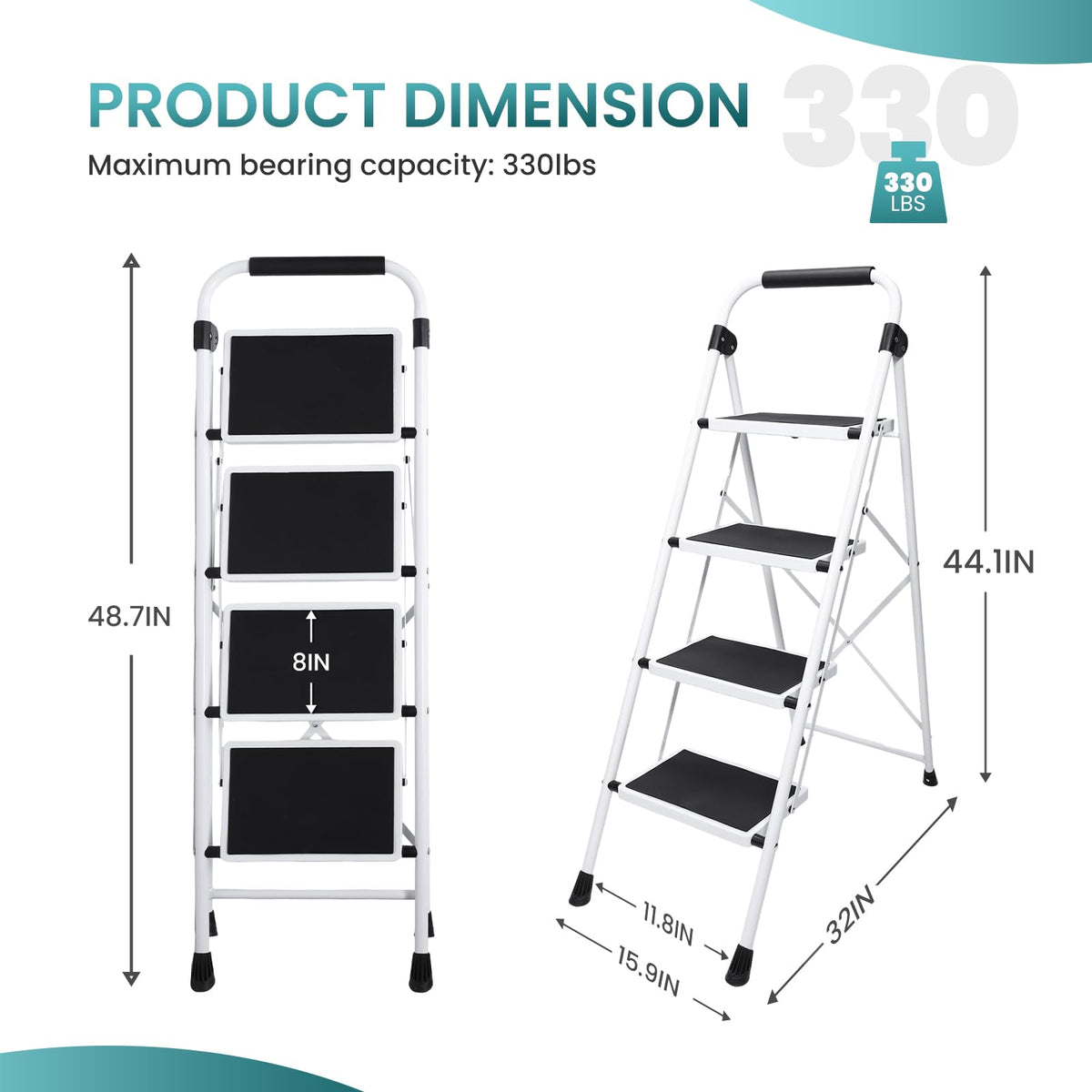 4 Step Foldable Step Stool with Anti-Slip Pedal M211