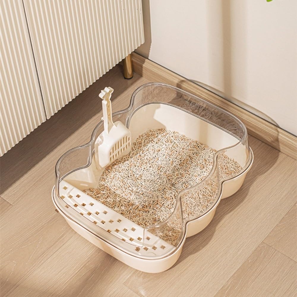 Extra Large Semi-Closed Cat Litter Box with Scoop Pink G691470