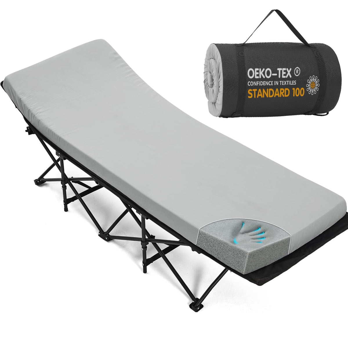 2 Inch Memory Foam Camping Cot Pad with Removable Cover B515130