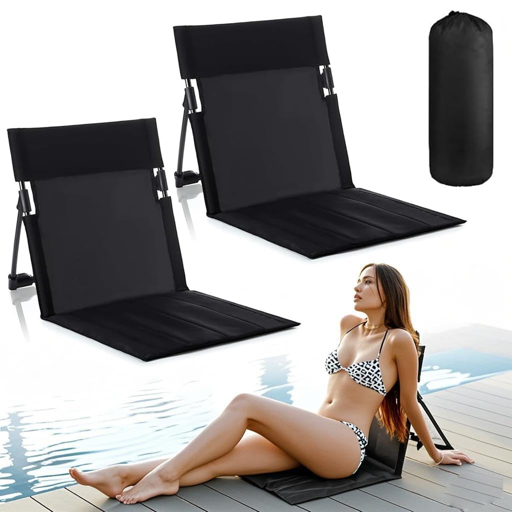 Black 2 Pack Foldable Poolside Chairs M620013