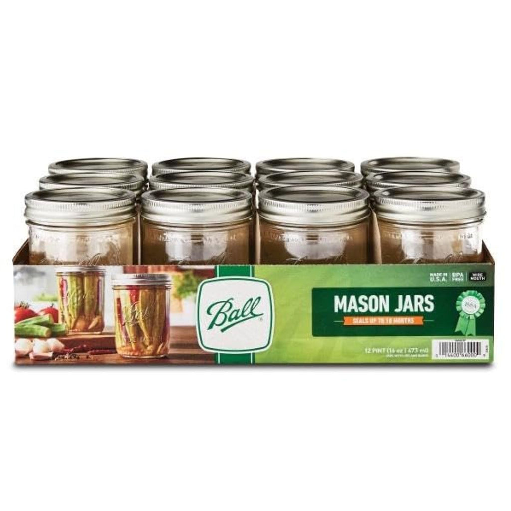 Wide Mouth Pint Canning Jars, 12 Pack, Clear W3258