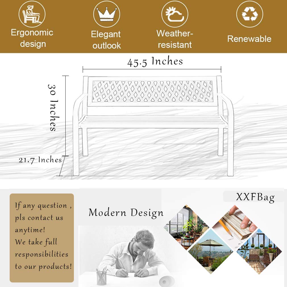 Black Metal Outdoor Bench with Armrests R33351