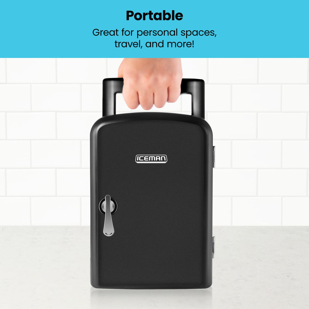 Portable 4 Liter Mini Fridge, Cools & Heats, Black E30849
