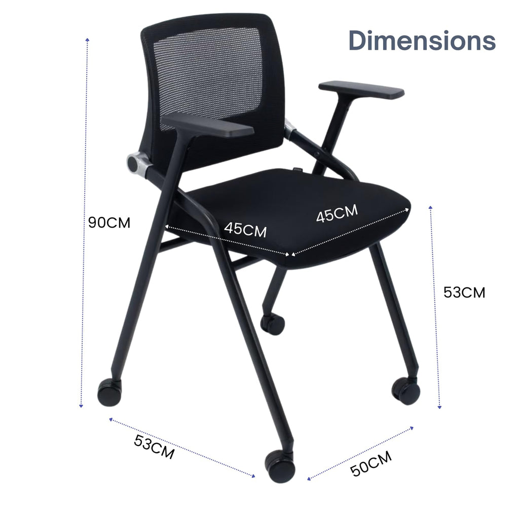 2 Pack Black Mesh Folding Office Chairs with Wheels R81556