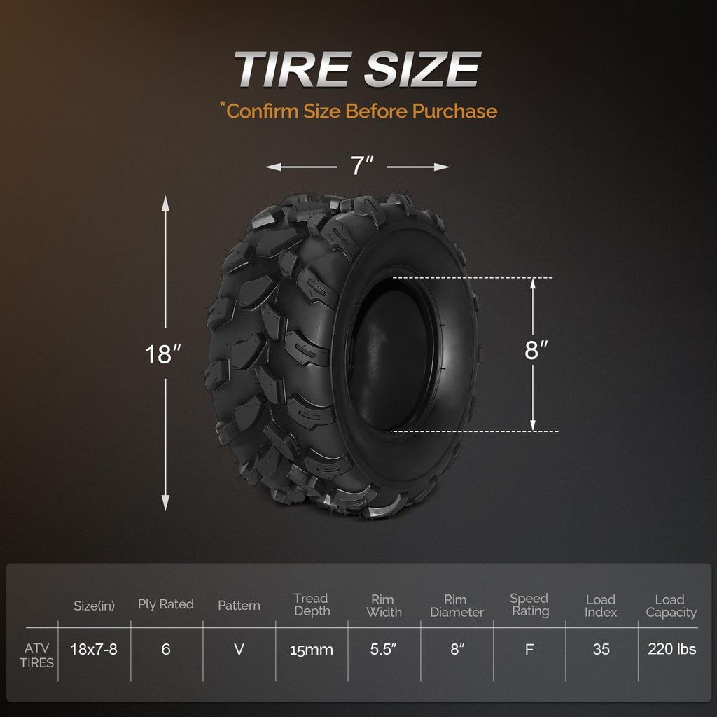 Set of 2 18x7-8 All-Terrain Mud Tires P445436