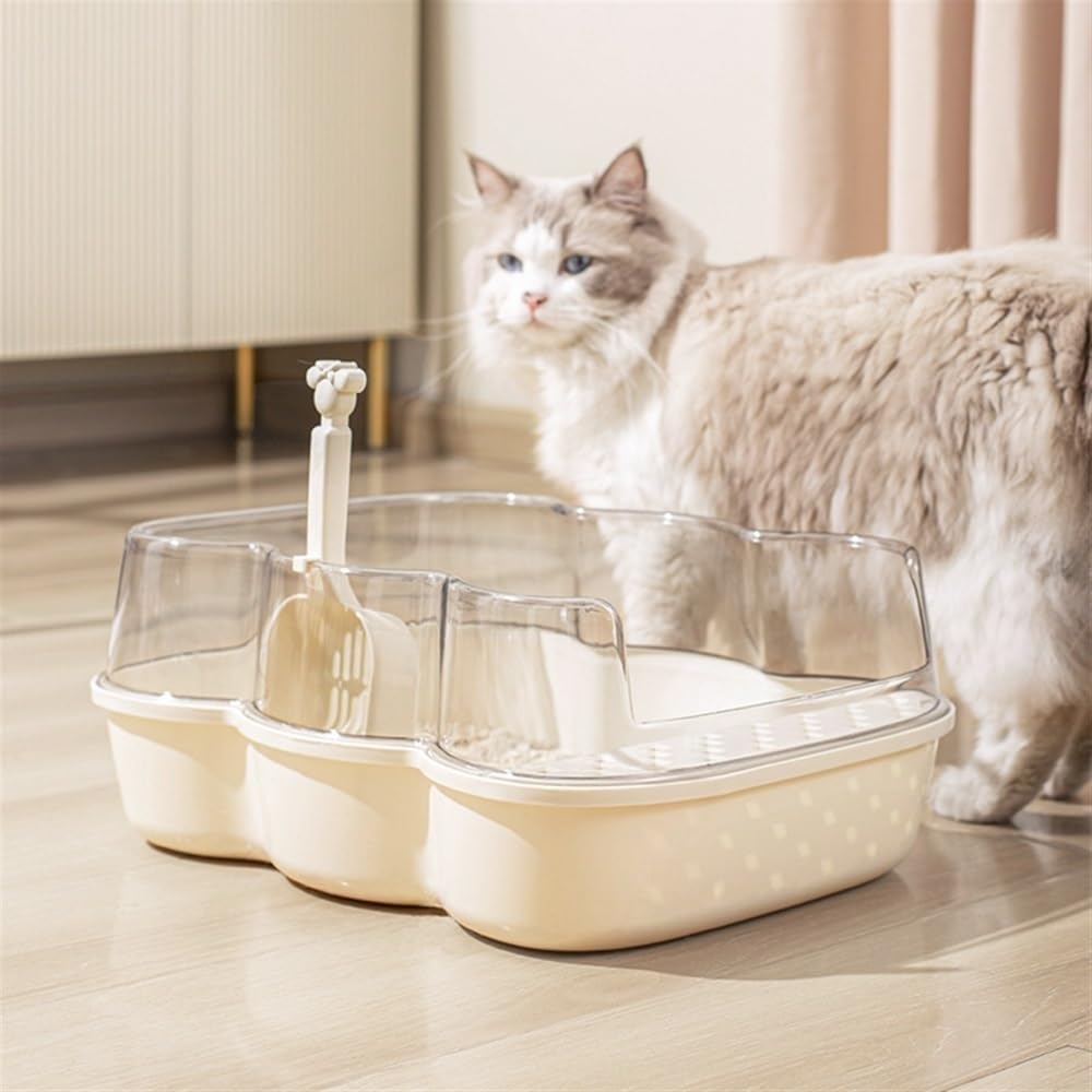 Extra Large Semi-Closed Cat Litter Box with Scoop Pink G691470