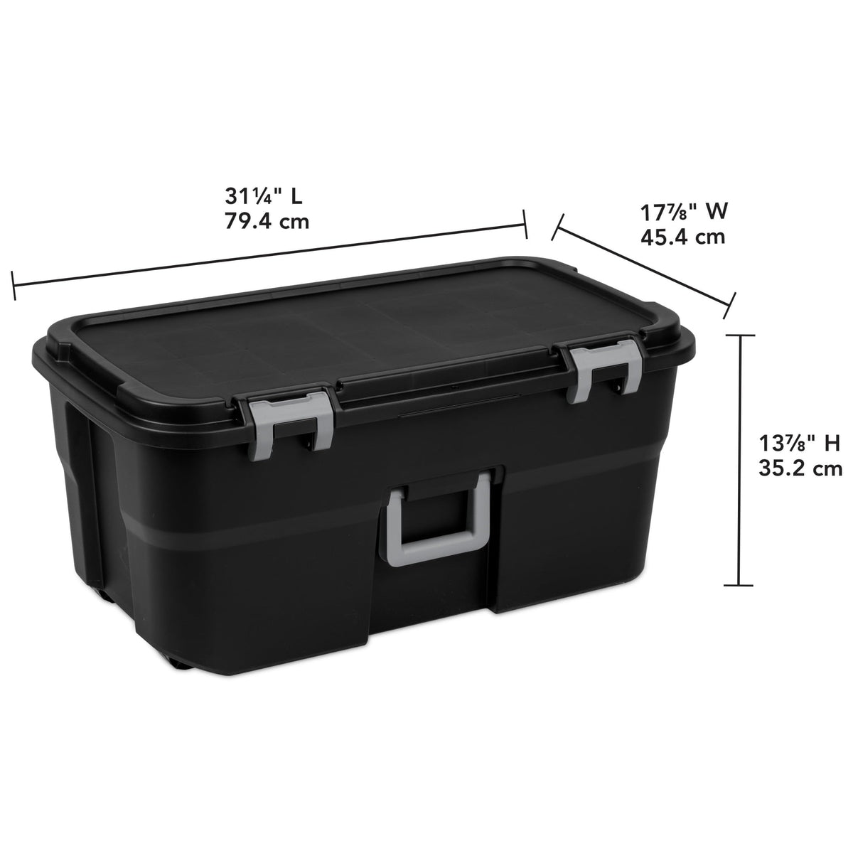 22 Gallon Black Lockable Rolling Storage Footlocker T872