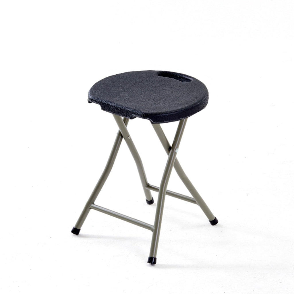 18 Inch Portable Folding Stool with Handle, Round Plastic 500lbs Capacity Black J549