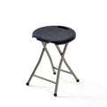 18 Inch Portable Folding Stool with Handle, Round Plastic 500lbs Capacity Black J549