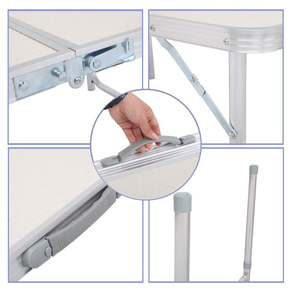White 3 Foot Plastic Folding Table with Carrying Handle J6597