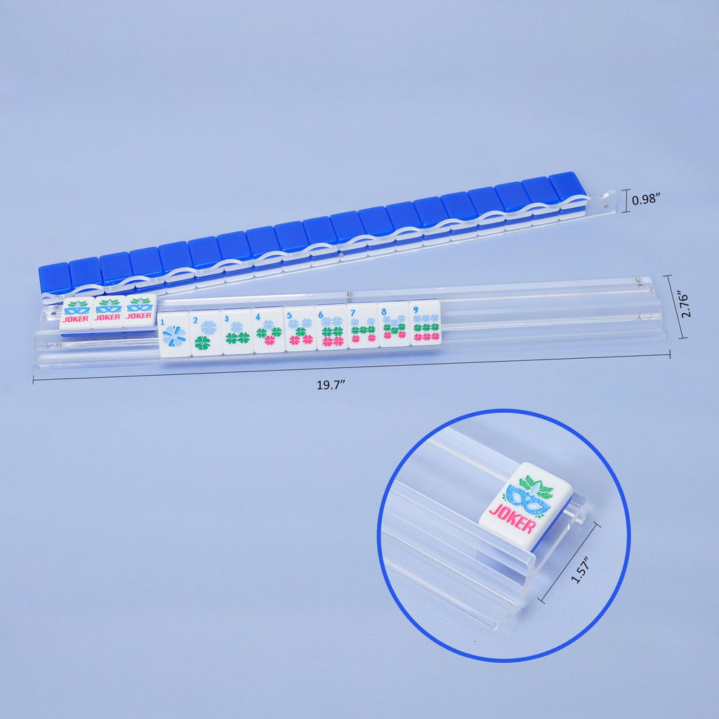 4-Pack Clear Acrylic Mahjong Racks with Pushers 19.7" I779