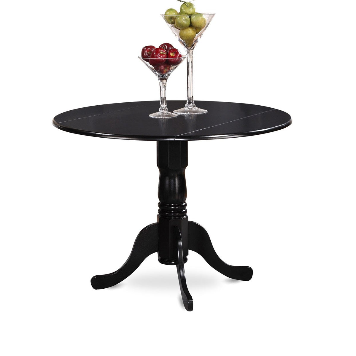5 Piece Round Dining Table Set with Dropleaf and 4 Faux Leather Chairs Q7134