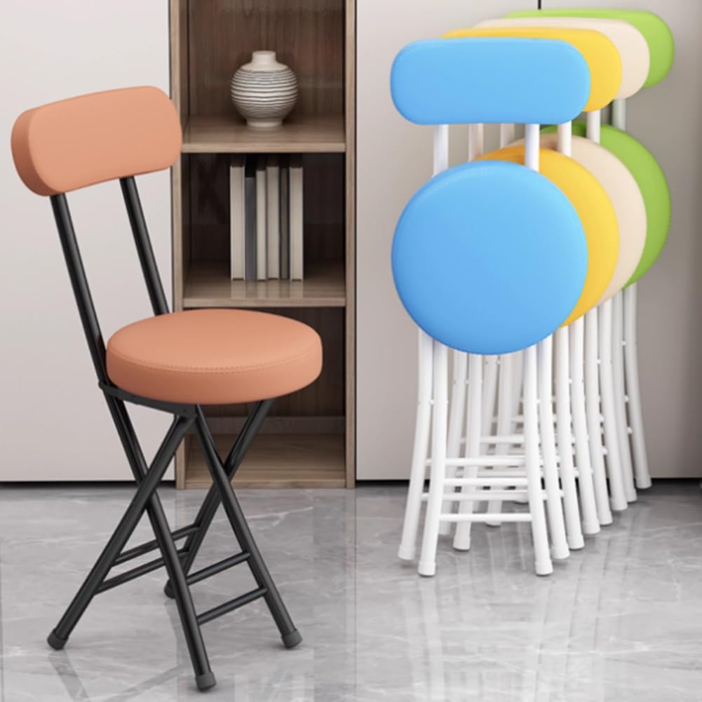 Portable Folding Stool with Backrest, 18 Inch Black M361