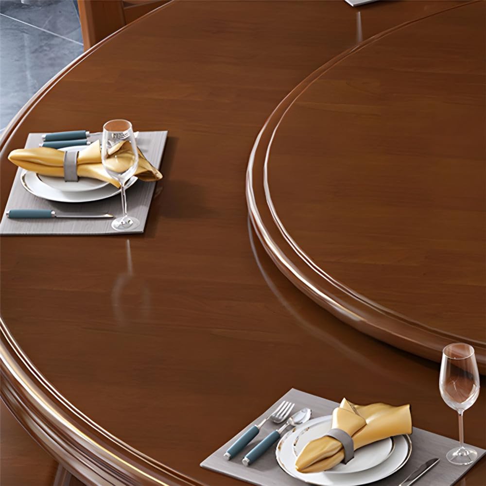 Black Round Solid Wood Dining Table with Lazy Susan C4474