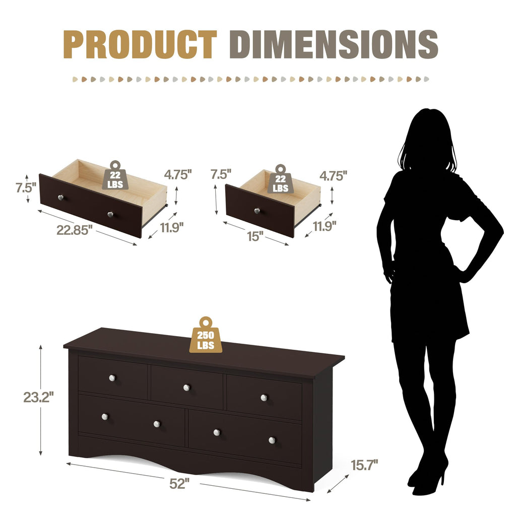 Brown 5 Drawer Dresser Y151267