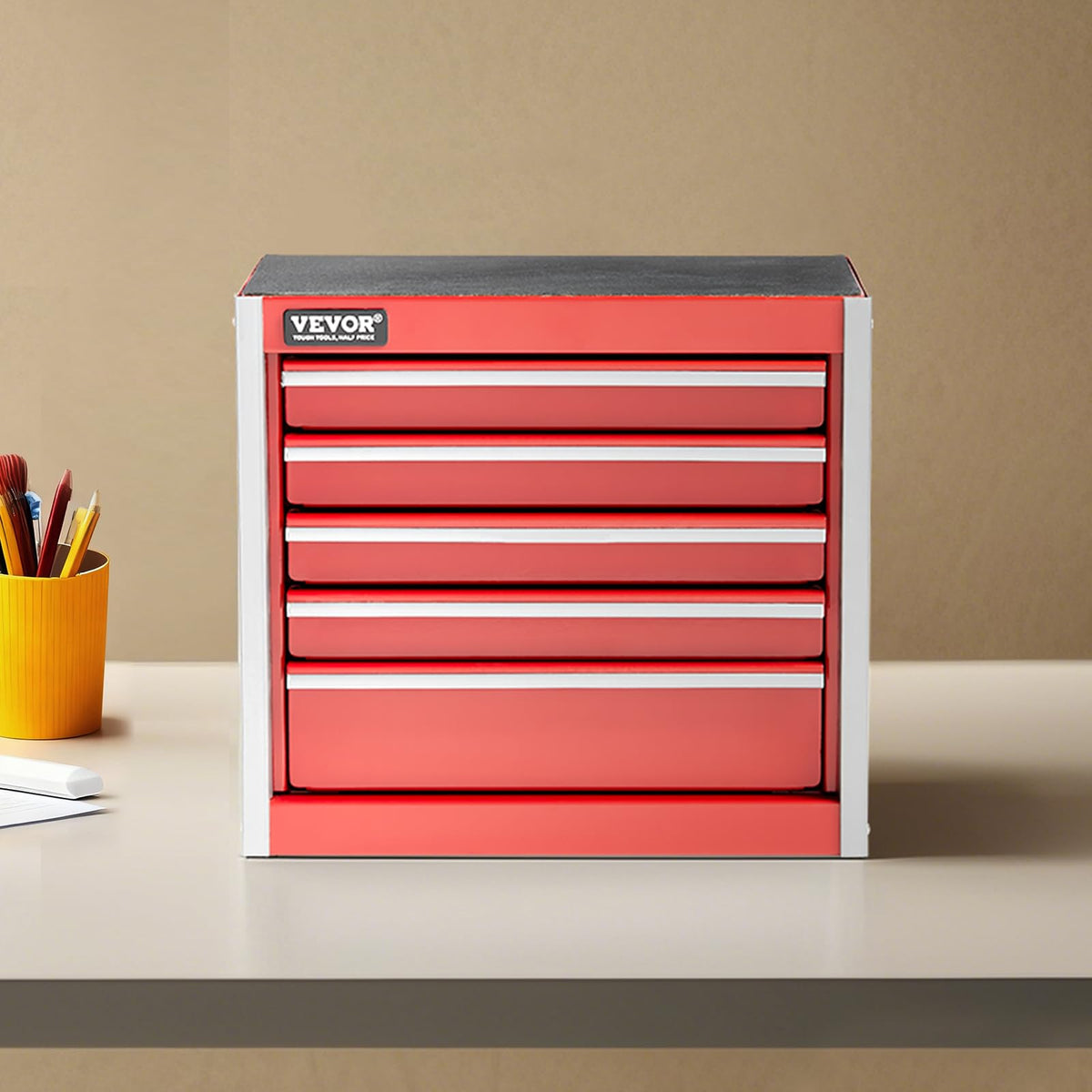 8.6-inch Portable Metal Tool Box with 5 Drawers C39665
