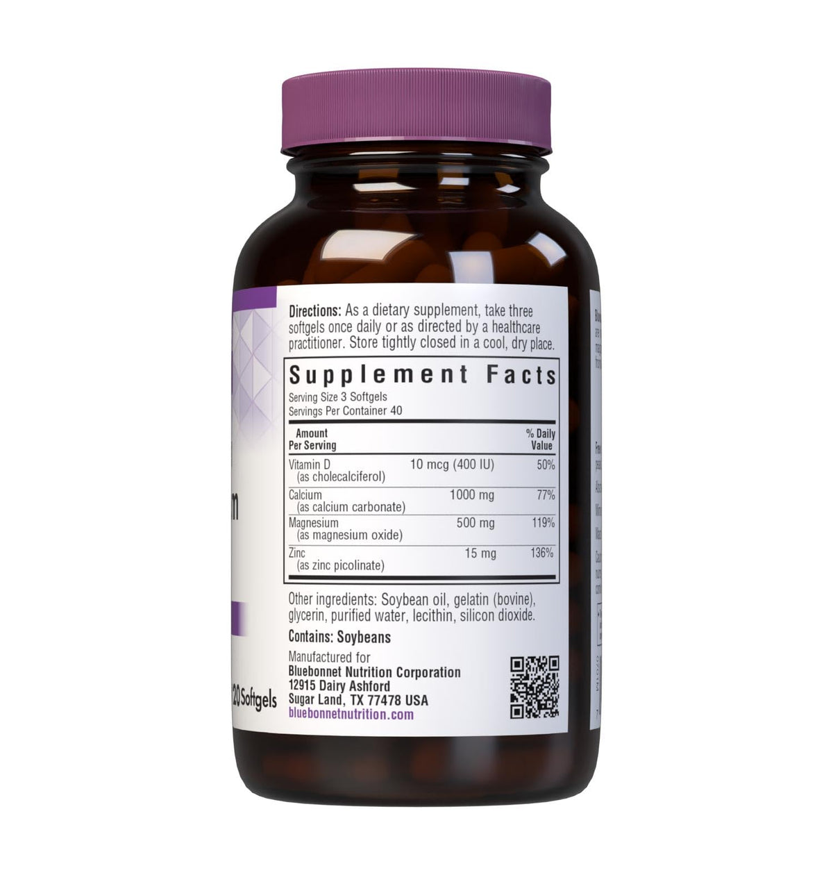 Calcium Magnesium Zinc Vitamin D3 120 Softgels D304