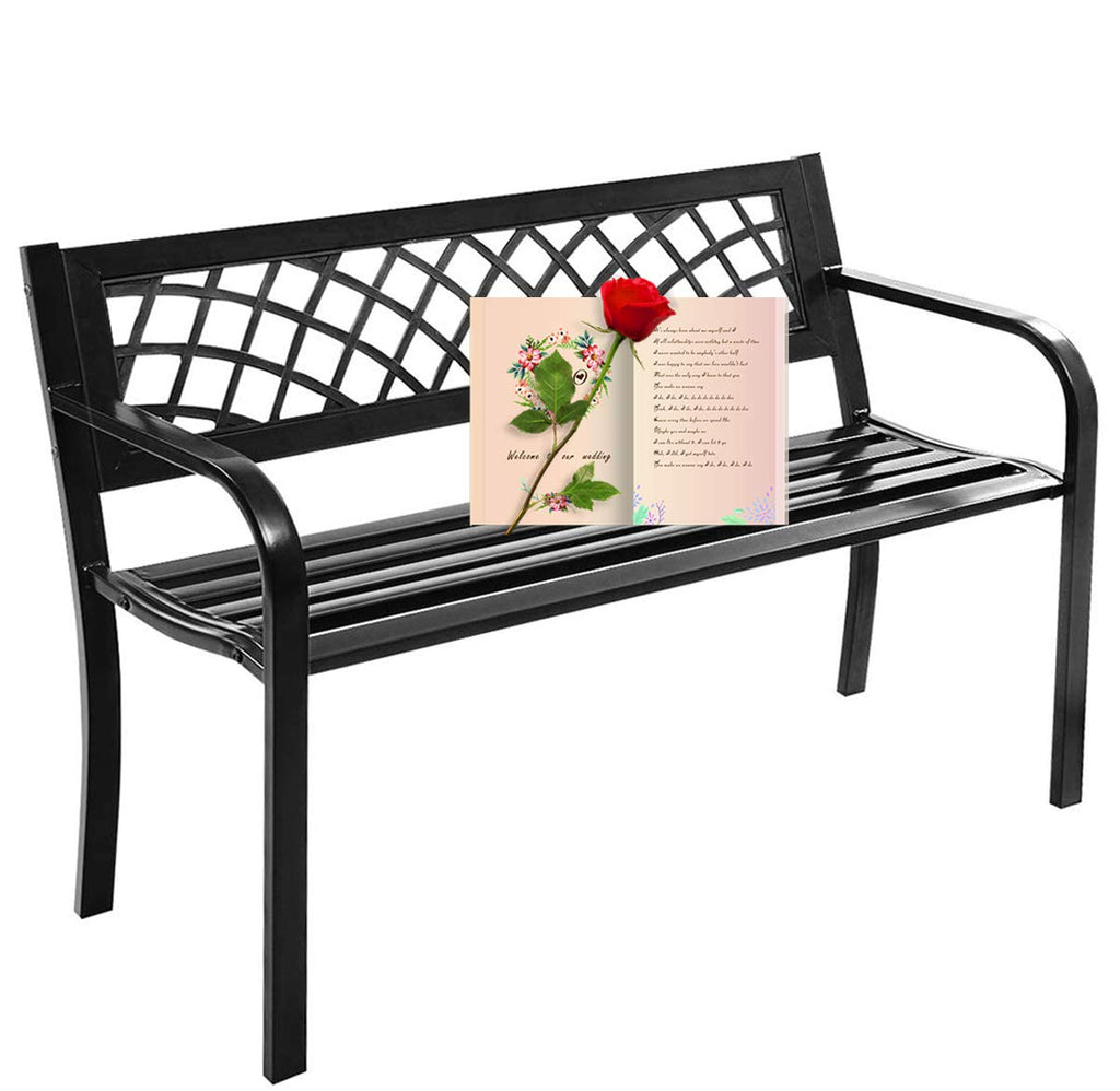 Black Metal Outdoor Bench with Armrests R33351