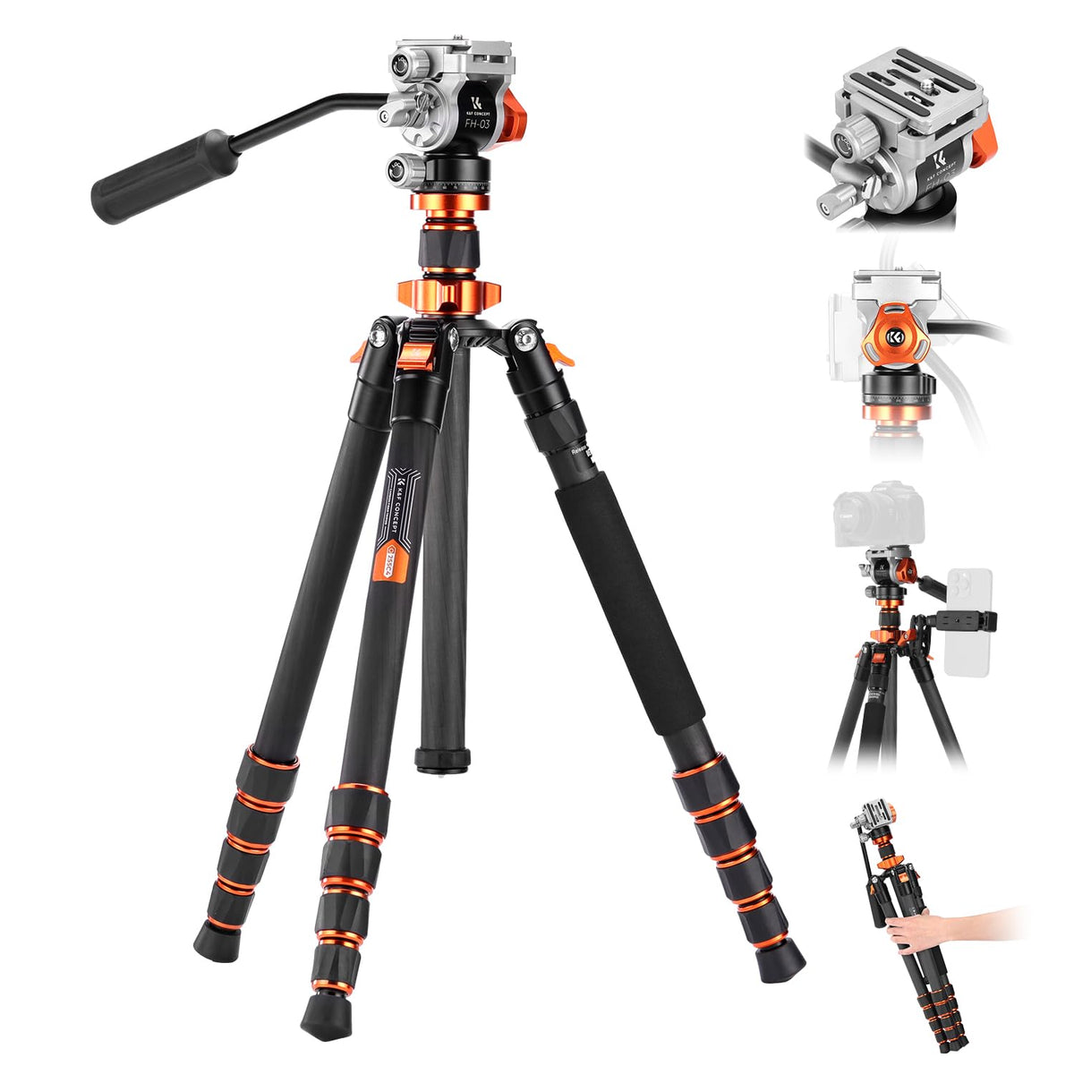 Carbon Fiber Tripod with Fluid Head A853