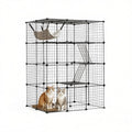 4-Tier Metal Wire Cat Cage with Hammock, Platforms & Ramps, Black S7659