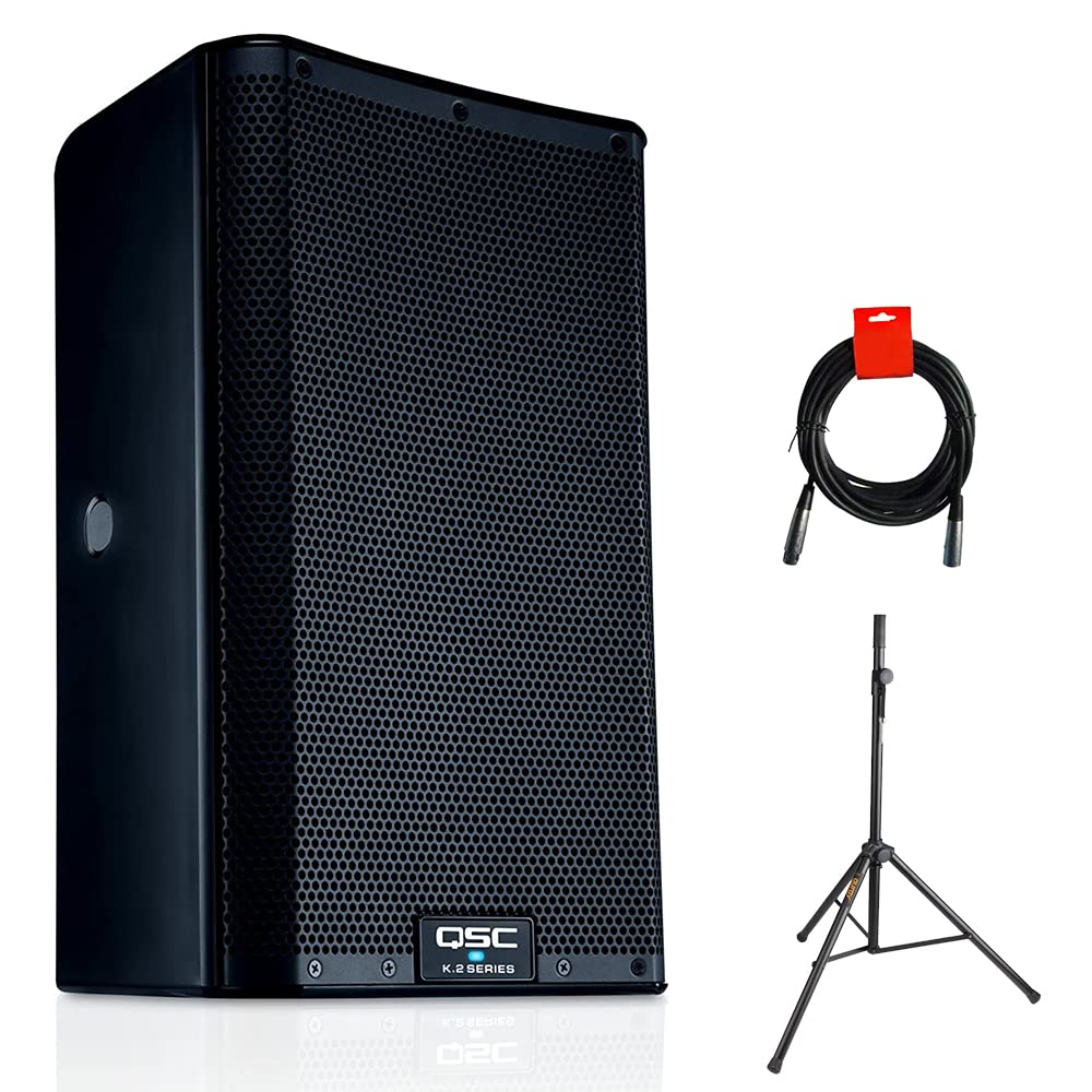 8" 2000W Powered Portable PA Speaker with Speaker Stand and XLR Cable K844858