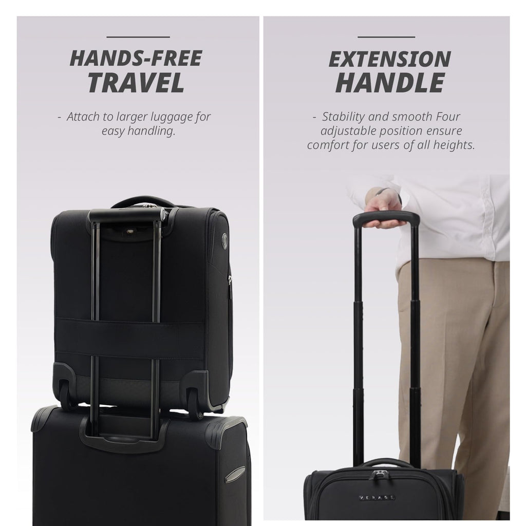 16-Inch Black Underseat Carry On Luggage with Wheels V1514