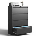 4 Drawer Black Metal File Cabinet with Lock H325