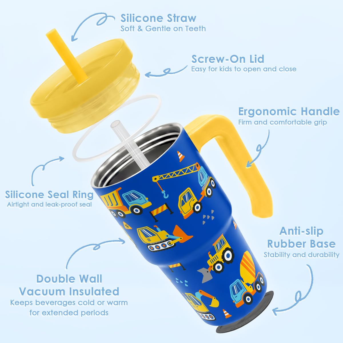 20oz Insulated Stainless Steel Tumbler with Handle and Straw Lid V20092
