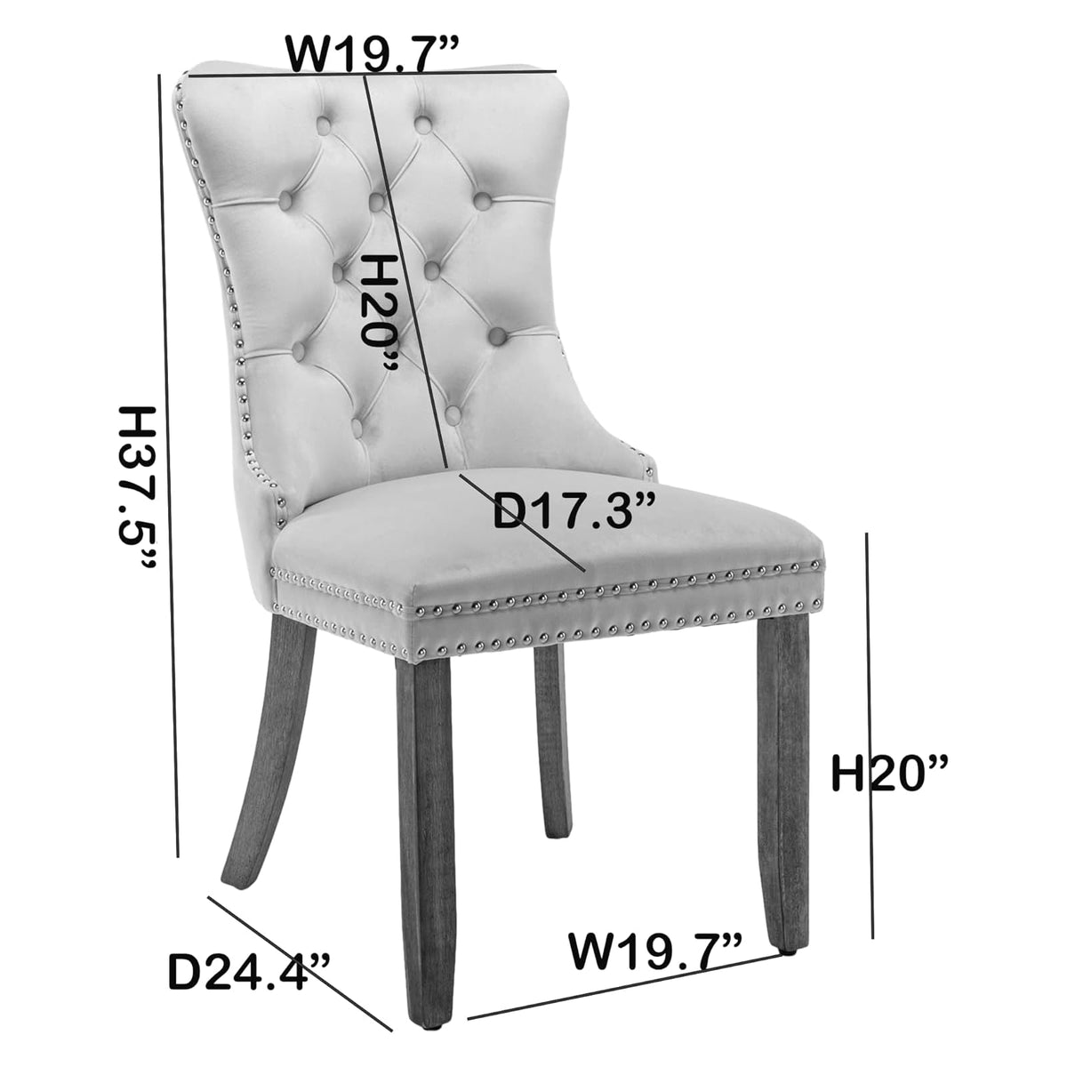 PU and Velvet Upholstered Dining Chairs with Solid Wood Legs C51851