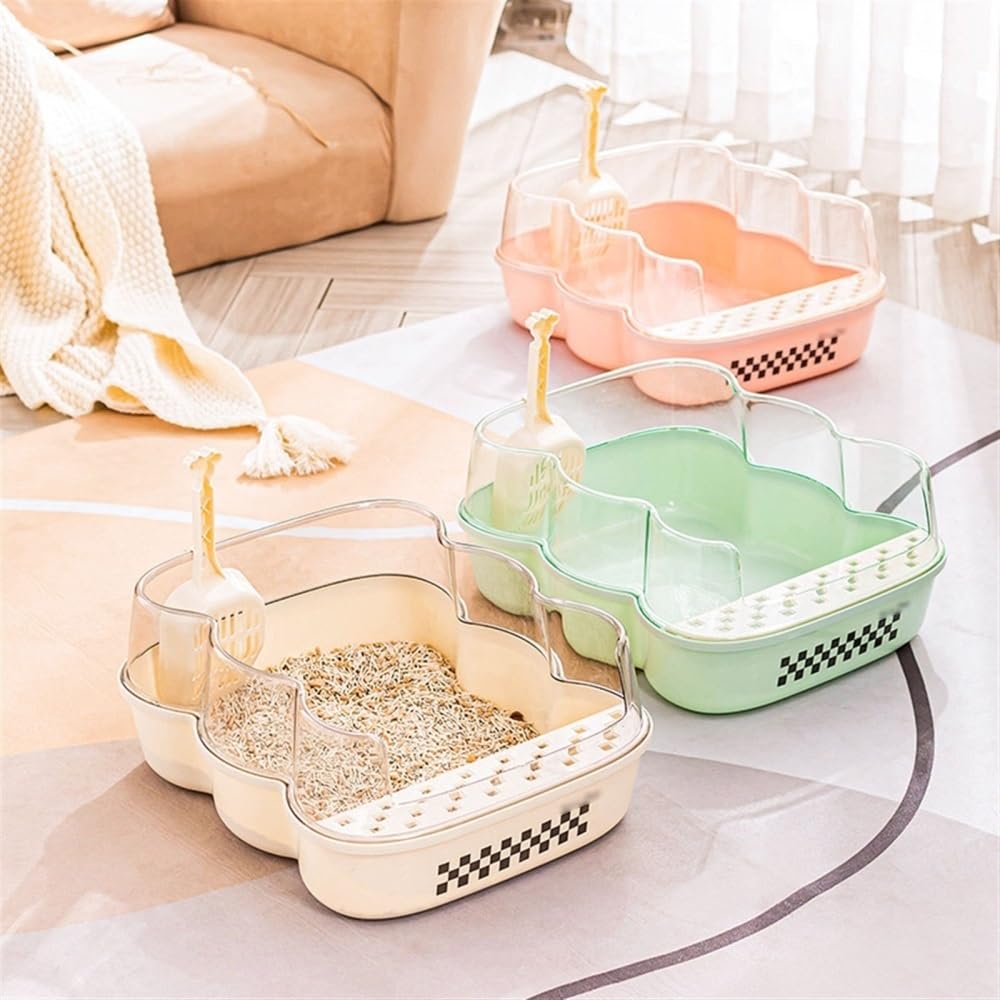 Extra Large Semi-Closed Cat Litter Box with Scoop Pink G691470