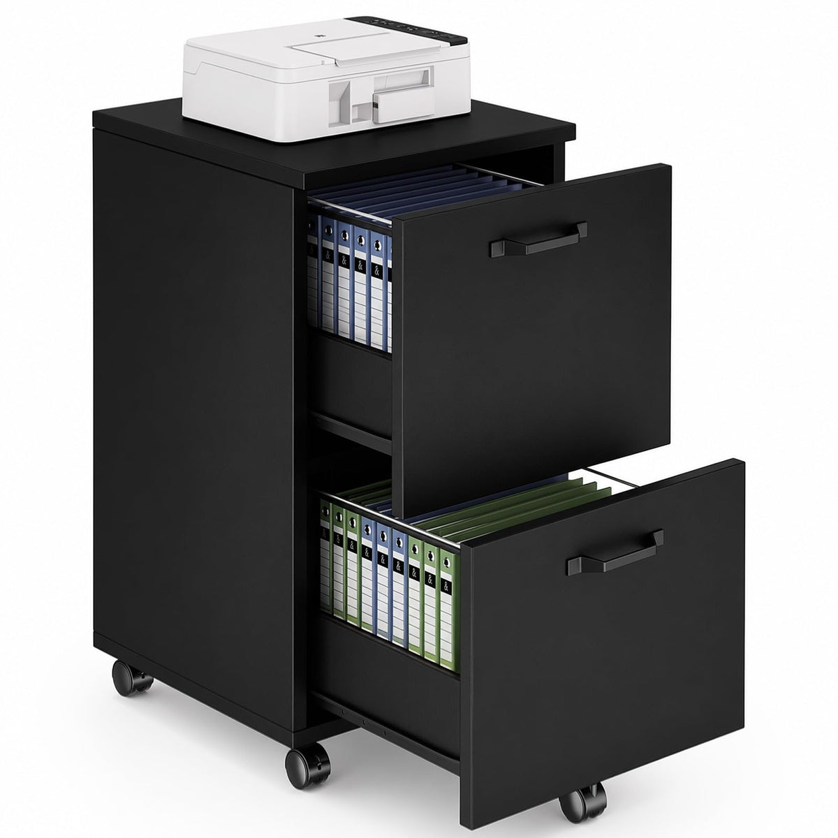 2 Drawer Black Wood File Cabinet B9578