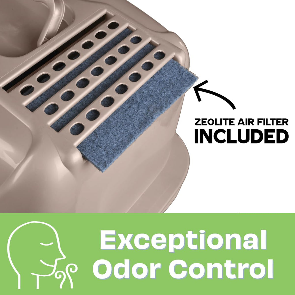Large Enclosed Sifting Cat Pan with Odor Door, Hooded, Beige M8970