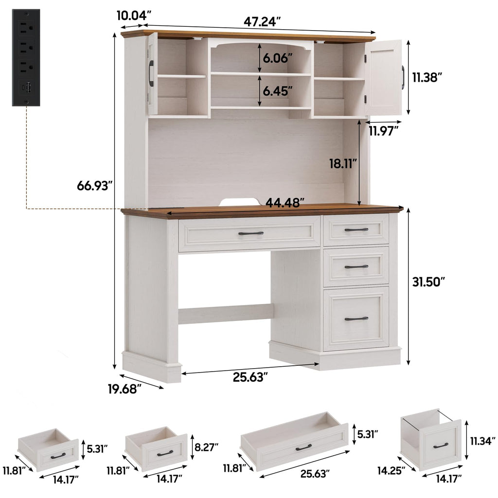67" Executive Desk with Hutch and Charging Station O194