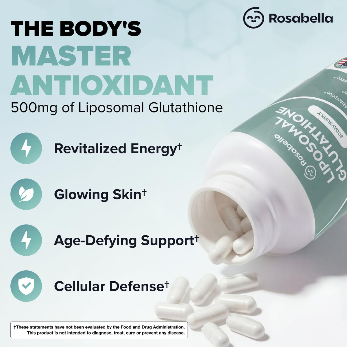 500mg Glutathione Supplement 60 Capsules J635922