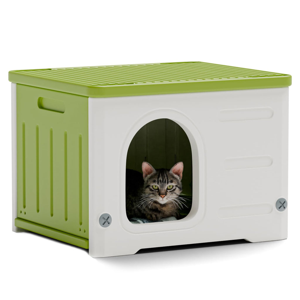 Plastic Stackable Weatherproof Elevated Cat House T574228