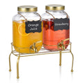 1 Gallon Glass Drink Dispenser Set of 2 with Stand C8796