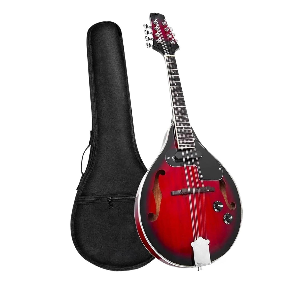 Acoustic Electric Mandolin Instrument Vintage Red Sunburst Mahogany Wood T97221