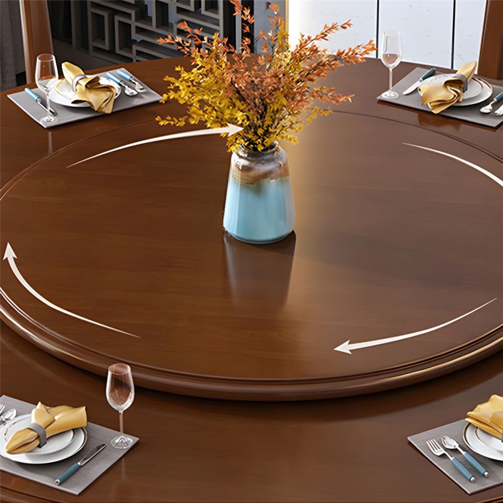 Black Round Solid Wood Dining Table with Lazy Susan C4474