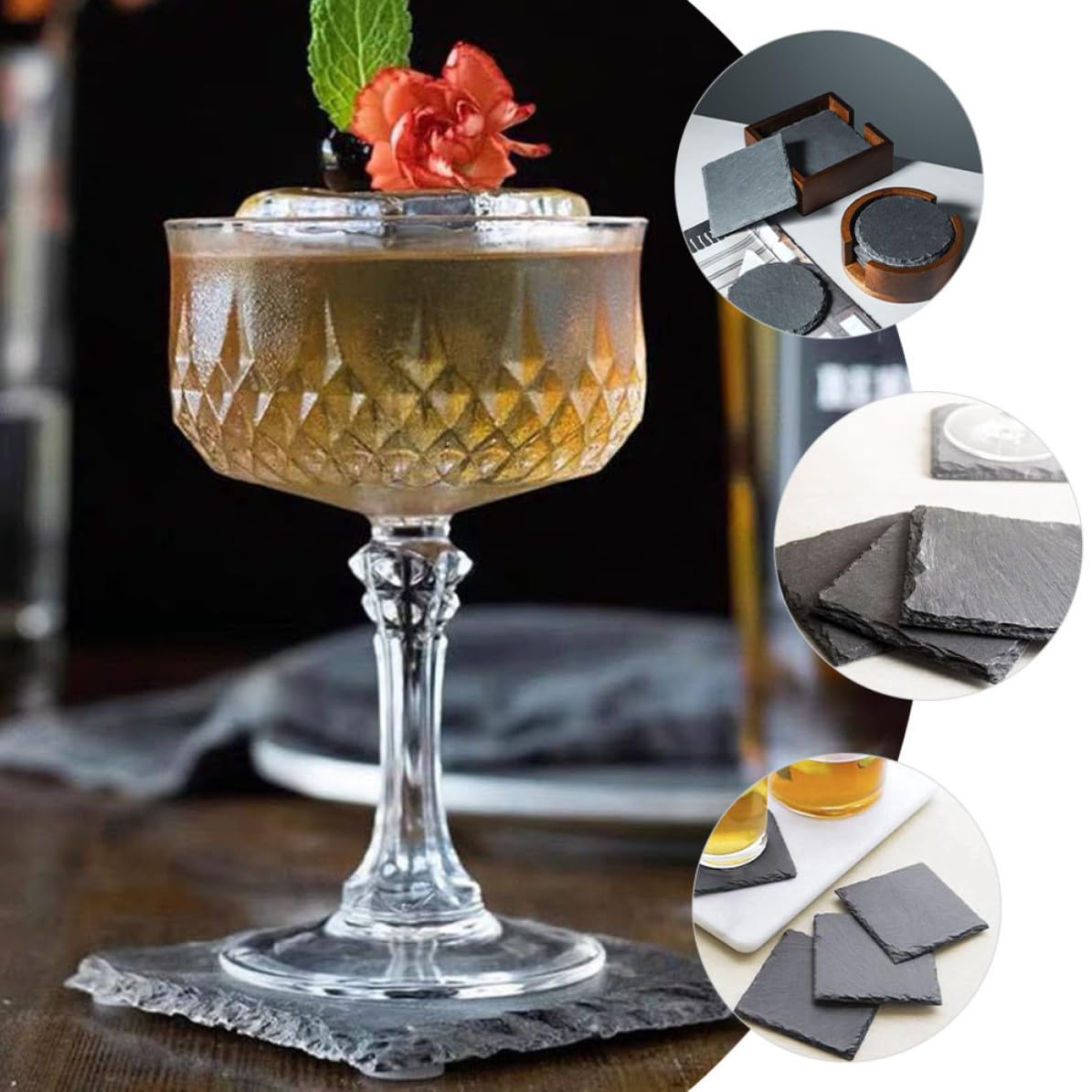 12pcs Natural Stone Drink Coasters G729