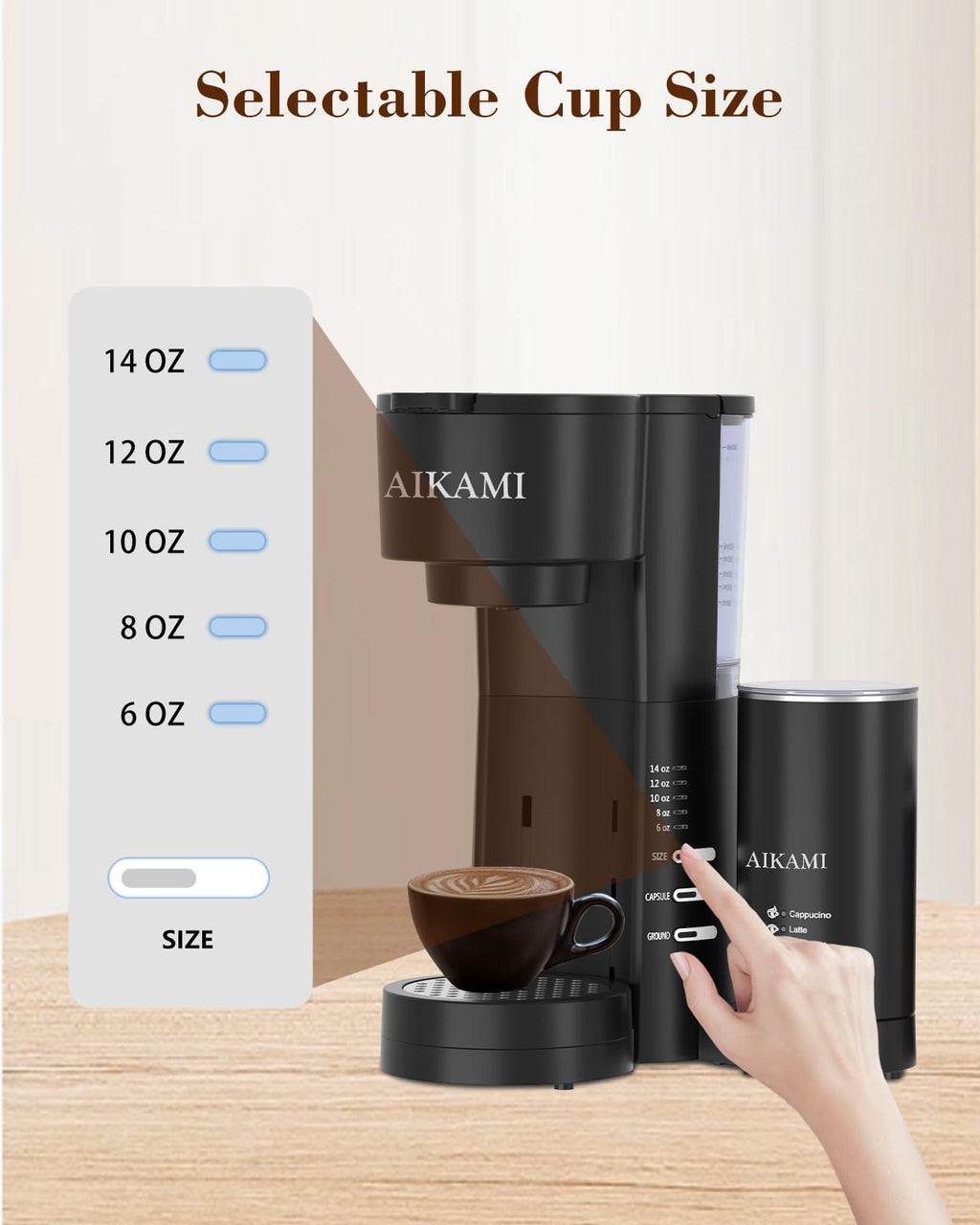 4 IN 1 Single Serve Coffee Maker with Milk Frother and Coffee Grinder C814